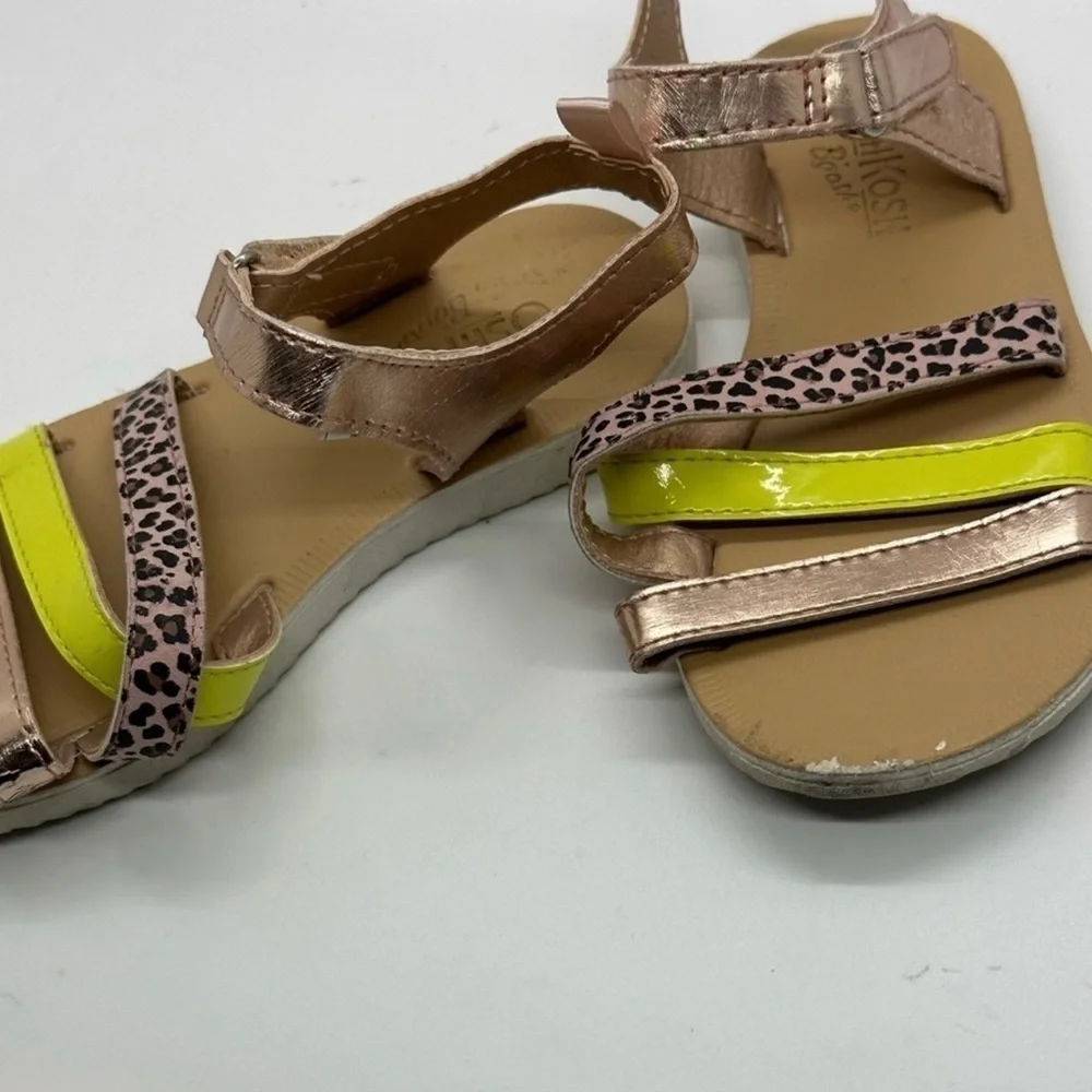 Toddler Girl Rose Gold & Leopard Multi Strap Sandals